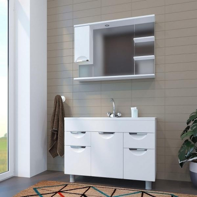 Зеркало со шкафом Mixline Этьен 100 L 540873 с подсветкой Белое