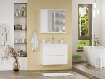 Тумба с раковиной Misty Атлантик 70 УТ000011691 подвесная Белая