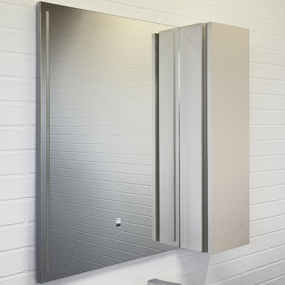 Зеркало со шкафом Comforty Бильбао 80 00-00014154 с подсветкой Серый шелк с бесконтактным выключателем