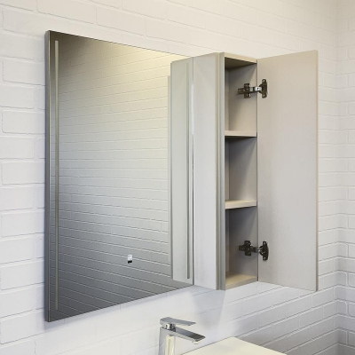 Зеркало со шкафом Comforty Бильбао 80 00-00014154 с подсветкой Серый шелк с бесконтактным выключателем