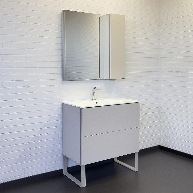 Зеркало со шкафом Comforty Бильбао 80 00-00014154 с подсветкой Серый шелк с бесконтактным выключателем, купить, цена, заказать, магазин, доставка, скидка, промокод, купить, цена, заказать, магазин, доставка, скидка, промокод