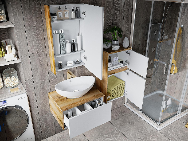 Тумба с раковиной Misty Ива 60 УТ000008499 подвесная Белая Дуб Вотан, купить, цена, заказать, магазин, доставка, скидка, промокод, купить, цена, заказать, магазин, доставка, скидка, промокод