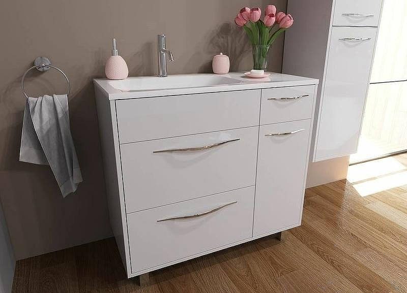 Тумба с раковиной Эстет Barcelona 90 L ФР-00003599 Белая, купить, цена, заказать, магазин, доставка, скидка, промокод, купить, цена, заказать, магазин, доставка, скидка, промокод