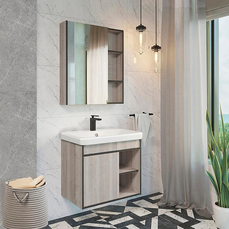 Зеркальный шкаф Comforty Вена 70 00-00009272 Дуб дымчатый, купить, цена, заказать, магазин, доставка, скидка, промокод, купить, цена, заказать, магазин, доставка, скидка, промокод