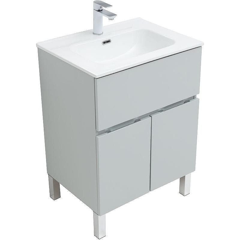 Тумба под раковину Aquanet Алвита New 60 277548 Серая матовая, купить, цена, заказать, магазин, доставка, скидка, промокод, купить, цена, заказать, магазин, доставка, скидка, промокод