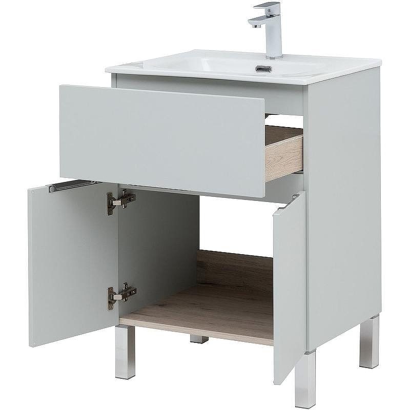 Тумба под раковину Aquanet Алвита New 60 277548 Серая матовая, купить, цена, заказать, магазин, доставка, скидка, промокод, купить, цена, заказать, магазин, доставка, скидка, промокод