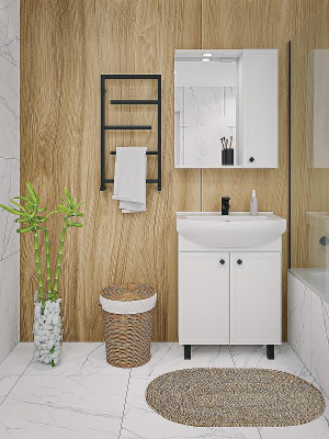 Зеркало со шкафом Runo Римини 65 00-00001256 с подсветкой Белое