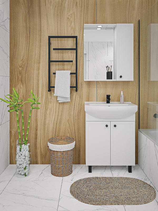 Зеркало со шкафом Runo Римини 65 00-00001256 с подсветкой Белое, купить, цена, заказать, магазин, доставка, скидка, промокод, купить, цена, заказать, магазин, доставка, скидка, промокод