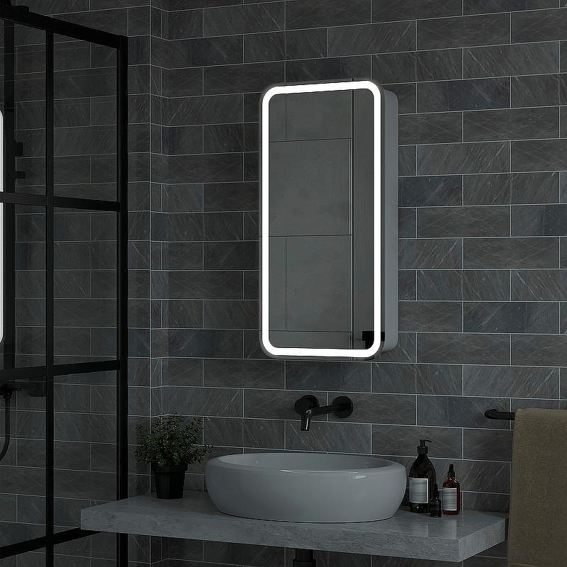 Зеркальный шкаф Reflexion Circle 400х800 L RF2105SR с подсветкой Белый матовый, купить, цена, заказать, магазин, доставка, скидка, промокод, купить, цена, заказать, магазин, доставка, скидка, промокод