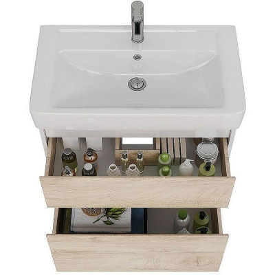 Тумба под раковину Lemark Combi 80 LM03C80T-dub подвесная Дуб кантри Белый глянец