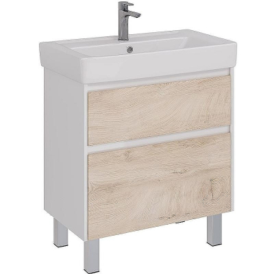 Тумба под раковину Lemark Combi 80 LM03C80T-dub подвесная Дуб кантри Белый глянец