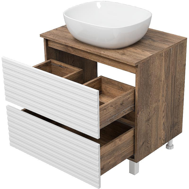 Тумба под раковину Brevita Dakota 70 DAK-07070-19/01-2Я Белая матовая Дуб Галифакс олово, купить, цена, заказать, магазин, доставка, скидка, промокод, купить, цена, заказать, магазин, доставка, скидка, промокод