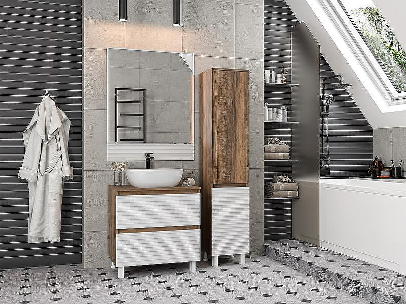 Тумба под раковину Brevita Dakota 70 DAK-07070-19/01-2Я Белая матовая Дуб Галифакс олово, купить, цена, заказать, магазин, доставка, скидка, промокод, купить, цена, заказать, магазин, доставка, скидка, промокод