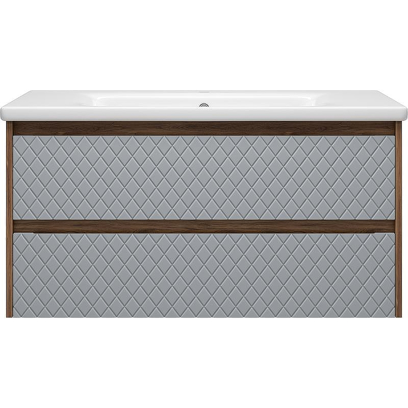 Тумба с раковиной Brevita Chester 100 УТ000022883 подвесная Серая матовая Дуб Чарльстон темно-коричневый, купить, цена, заказать, магазин, доставка, скидка, промокод, купить, цена, заказать, магазин, доставка, скидка, промокод