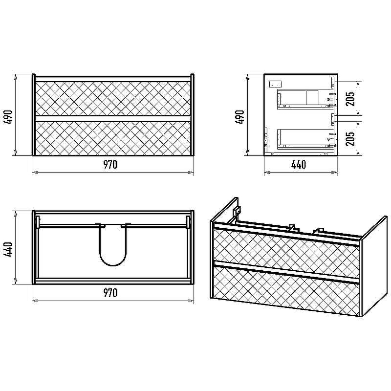 Тумба с раковиной Brevita Chester 100 УТ000022883 подвесная Серая матовая Дуб Чарльстон темно-коричневый, купить, цена, заказать, магазин, доставка, скидка, промокод, купить, цена, заказать, магазин, доставка, скидка, промокод