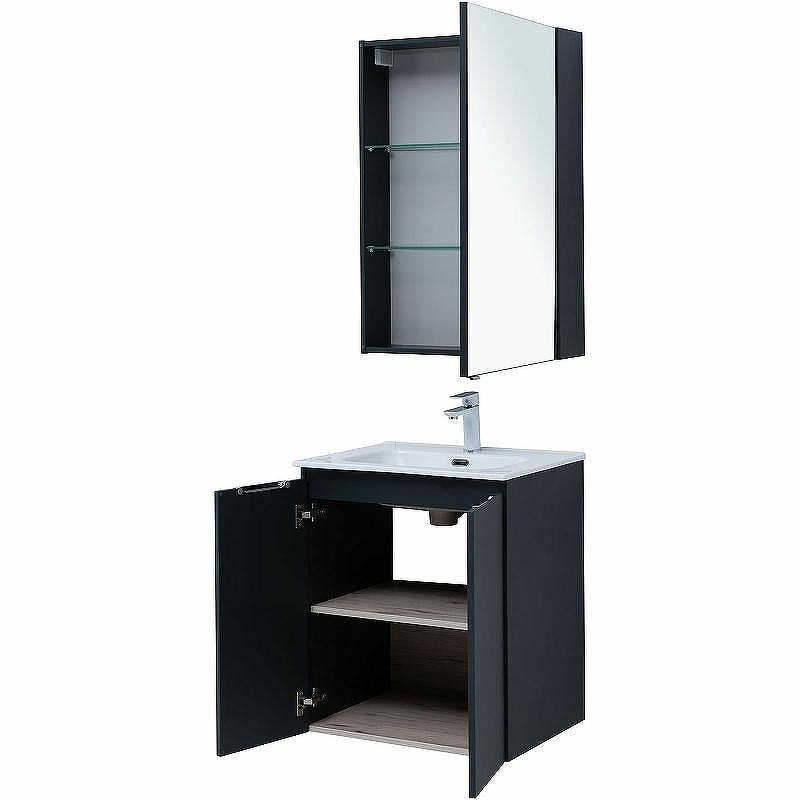 Комплект мебели для ванной Aquanet Алвита New 60 274223 подвесной Антрацит, купить, цена, заказать, магазин, доставка, скидка, промокод, купить, цена, заказать, магазин, доставка, скидка, промокод