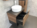 Тумба с раковиной Comforty Штутгарт 60 00-00001698 подвесная Дуб темно-коричневый Черная столешница, купить, цена, заказать, магазин, доставка, скидка, промокод, купить, цена, заказать, магазин, доставка, скидка, промокод