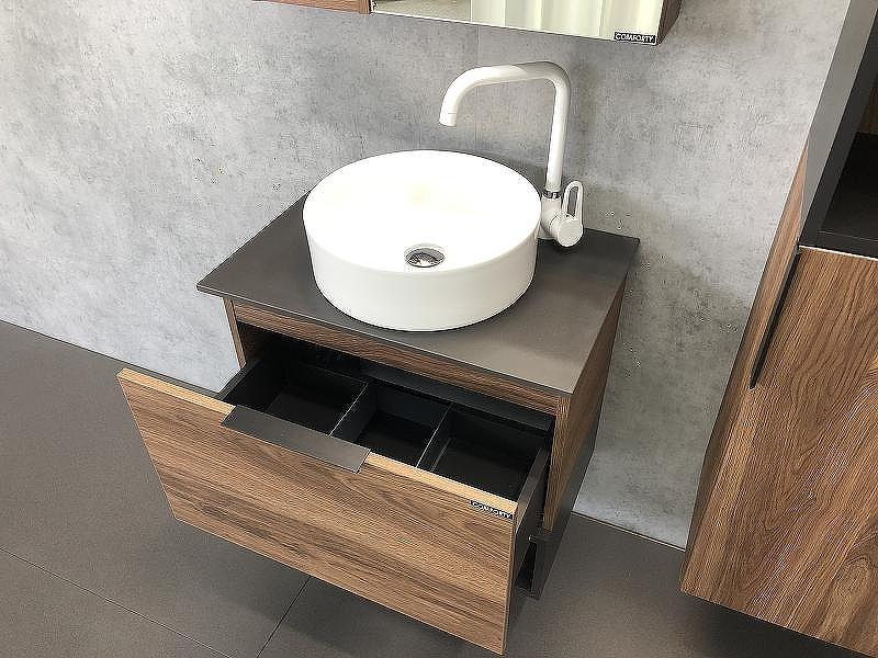 Тумба с раковиной Comforty Штутгарт 60 00-00001698 подвесная Дуб темно-коричневый Черная столешница, купить, цена, заказать, магазин, доставка, скидка, промокод, купить, цена, заказать, магазин, доставка, скидка, промокод