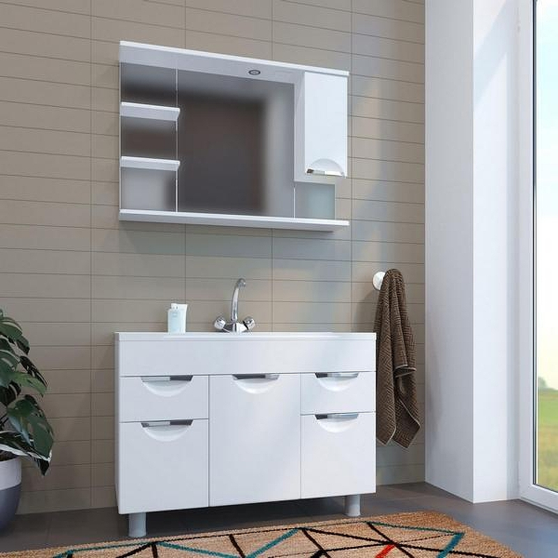 Зеркало со шкафом Mixline Этьен 100 R 540872 с подсветкой Белое, купить, цена, заказать, магазин, доставка, скидка, промокод, купить, цена, заказать, магазин, доставка, скидка, промокод