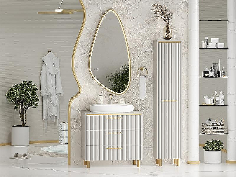 Шкаф пенал Brevita Elche 35 L ELC-05035-010L Серый кашемир Золото, купить, цена, заказать, магазин, доставка, скидка, промокод, купить, цена, заказать, магазин, доставка, скидка, промокод