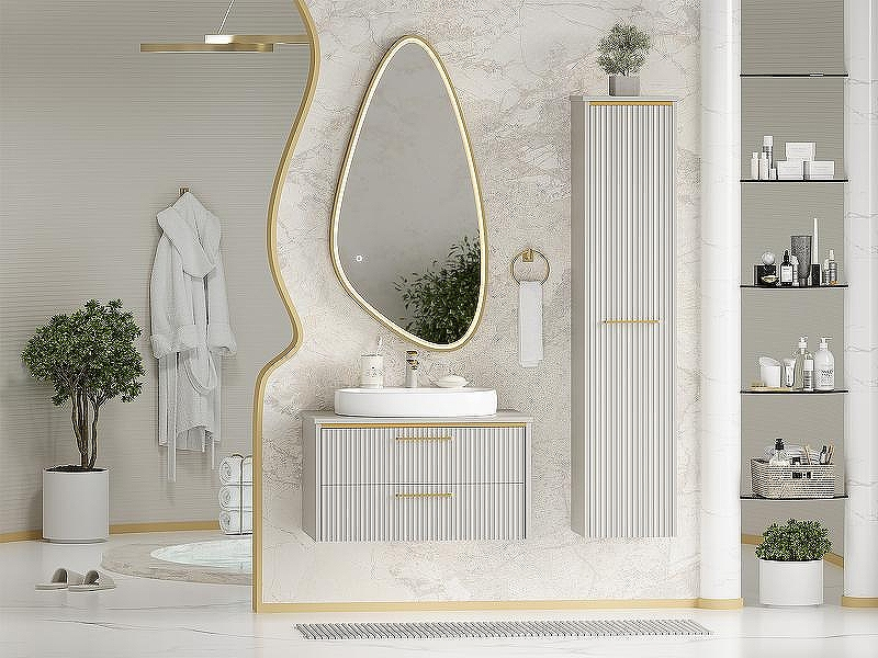 Шкаф пенал Brevita Elche 35 L ELC-05035-010L Серый кашемир Золото, купить, цена, заказать, магазин, доставка, скидка, промокод, купить, цена, заказать, магазин, доставка, скидка, промокод