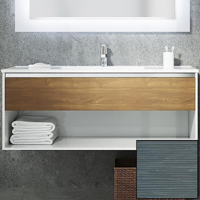 Тумба с раковиной SanVit Контур 120 kkont120 с фактурой под дерево подвесная Шелк Сталь