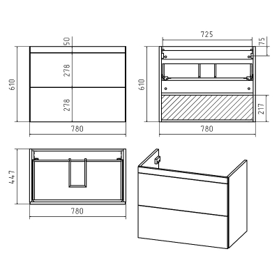Тумба с раковиной Misty Атлантик 80 УТ000011692 подвесная Белая