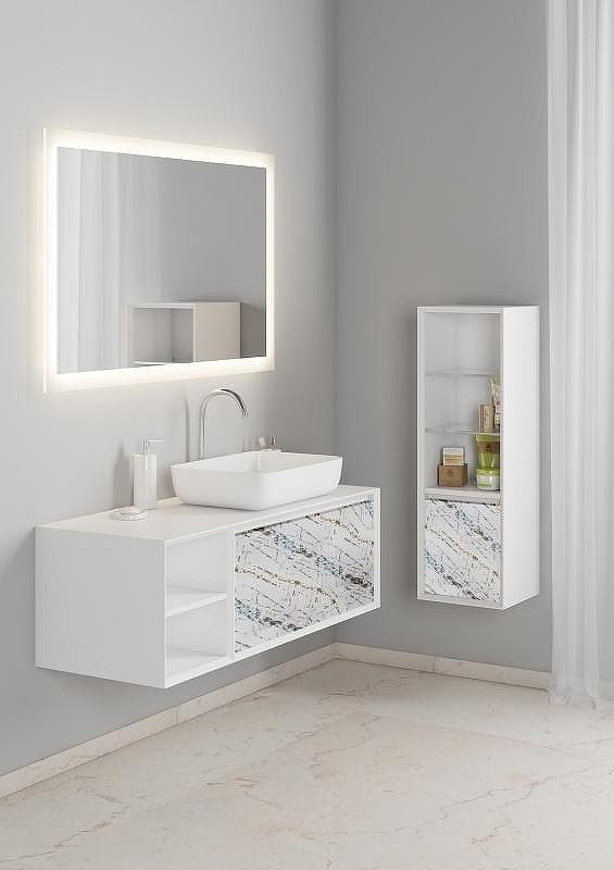 Шкаф пенал SanVit Стайл 32 pstyle с фактурой под дерево подвесной Шелк Сталь, купить, цена, заказать, магазин, доставка, скидка, промокод, купить, цена, заказать, магазин, доставка, скидка, промокод