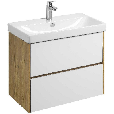 Тумба под раковину Aquaton Сканди 80 1A283001SDZ90 подвесная Белый глянец Дуб рустикальный