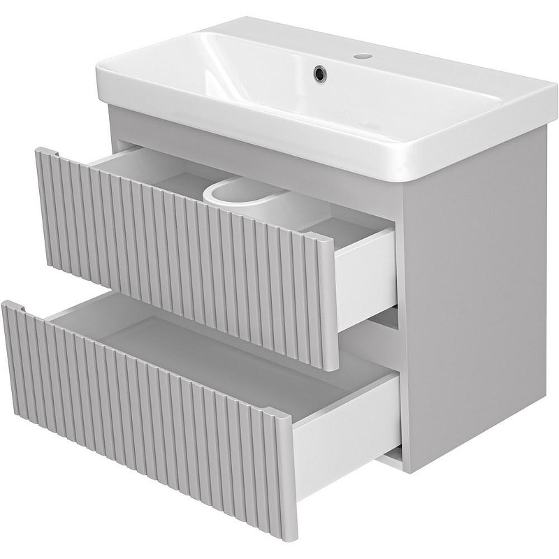 Тумба с раковиной Brevita Victory 70 УТ000025789 подвесная Серый шелк, купить, цена, заказать, магазин, доставка, скидка, промокод, купить, цена, заказать, магазин, доставка, скидка, промокод