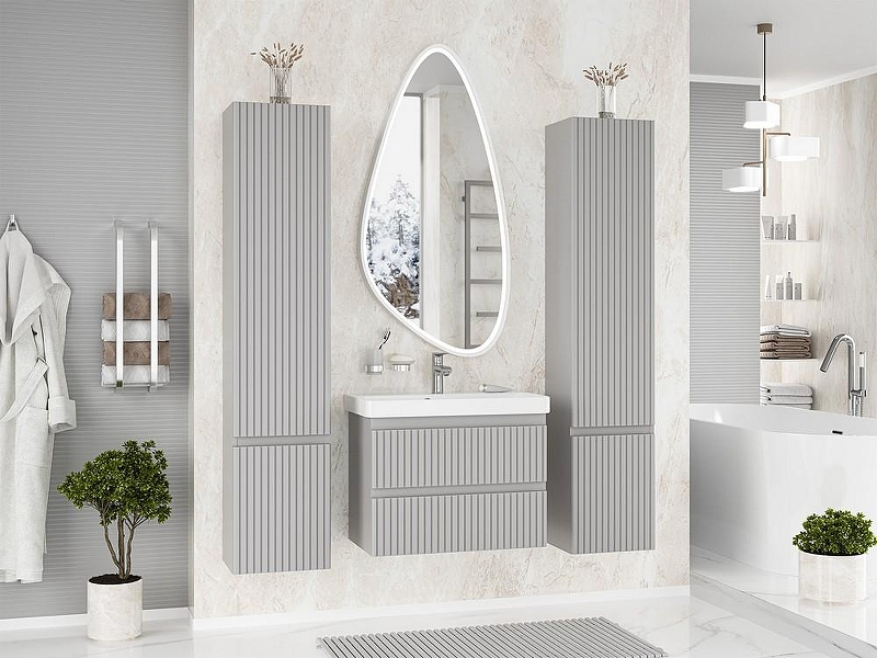 Тумба с раковиной Brevita Victory 70 УТ000025789 подвесная Серый шелк, купить, цена, заказать, магазин, доставка, скидка, промокод, купить, цена, заказать, магазин, доставка, скидка, промокод