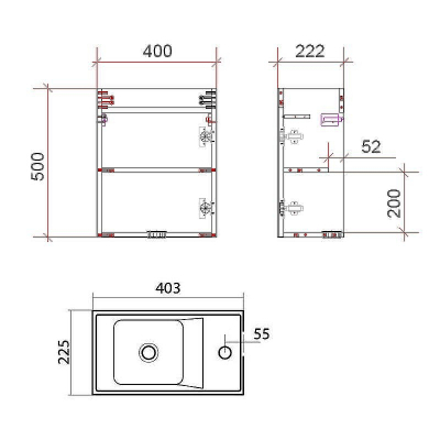 Тумба под раковину Art&Max Family-400-1D-SO-PE подвесная Бетон Экзотик