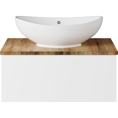 Тумба с раковиной Misty Ива 70 УТ000008501 подвесная Белая Дуб Вотан