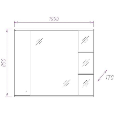 Зеркало со шкафом Onika Эльбрус 100.02 R 210004 с подсветкой Белое