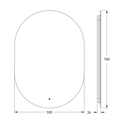 Зеркало Defesto Opti 50х70 DF 2913R с подсветкой 19W-3000K/ИК - выключатель/Теплый белый свет