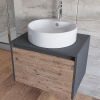 Тумба под раковину Stella Polar Эвита 60 SP-00001056 подвесная Дуб Веллингтон Темно-серая, купить, цена, заказать, магазин, доставка, скидка, промокод, купить, цена, заказать, магазин, доставка, скидка, промокод