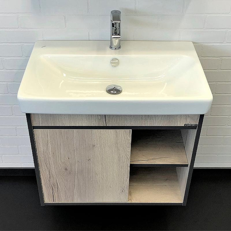 Тумба с раковиной Comforty Вена 70 00-00008929 подвесная Дуб дымчатый, купить, цена, заказать, магазин, доставка, скидка, промокод, купить, цена, заказать, магазин, доставка, скидка, промокод