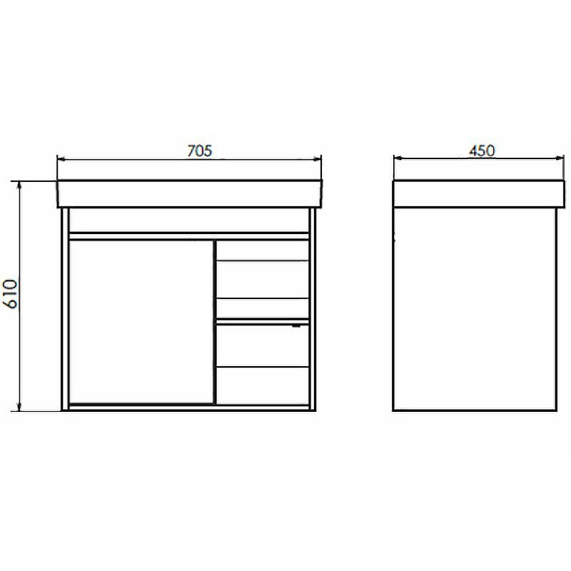 Тумба с раковиной Comforty Вена 70 00-00008929 подвесная Дуб дымчатый, купить, цена, заказать, магазин, доставка, скидка, промокод, купить, цена, заказать, магазин, доставка, скидка, промокод