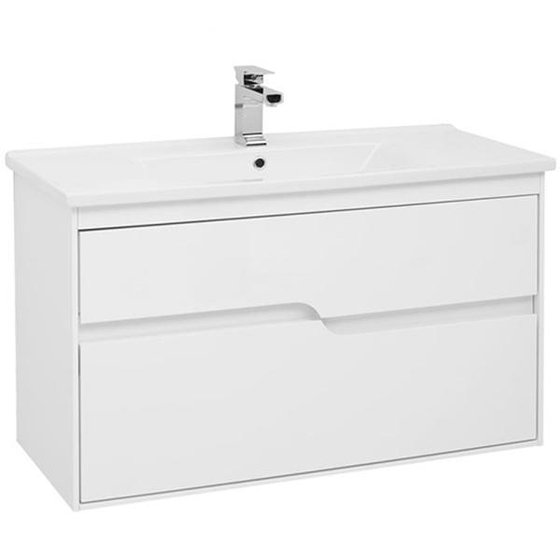 Тумба под раковину Aquanet Модена 100 198489 подвесная Белый глянец, купить, цена, заказать, магазин, доставка, скидка, промокод, купить, цена, заказать, магазин, доставка, скидка, промокод