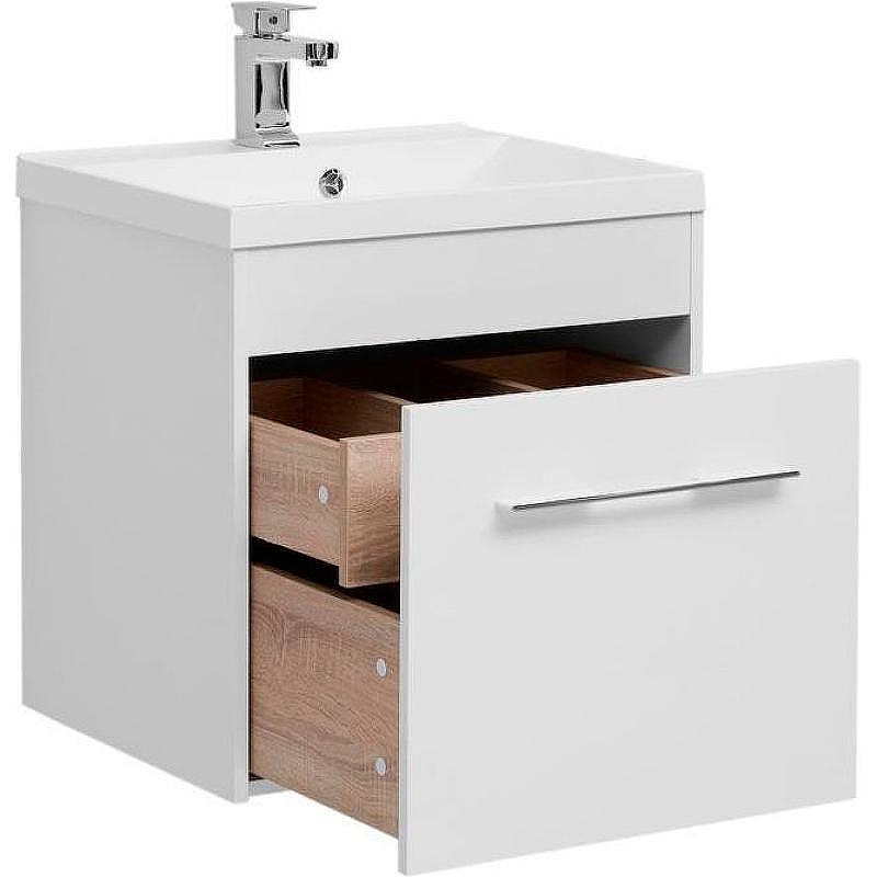 Тумба с раковиной Aquanet Августа 58 287691 подвесная Белая, купить, цена, заказать, магазин, доставка, скидка, промокод, купить, цена, заказать, магазин, доставка, скидка, промокод