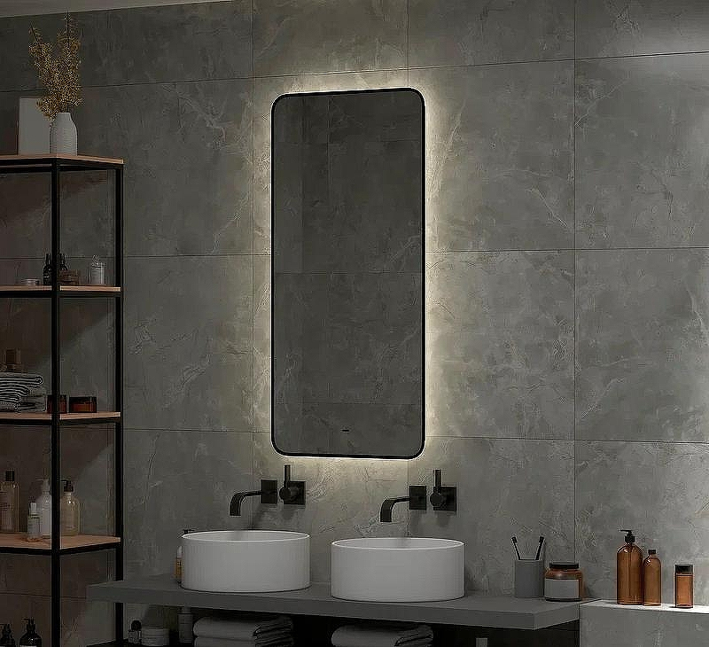 Зеркало Континент Torry 600х1200 ЗЛП1533 с подсветкой Черное с бесконтактным выключателем, купить, цена, заказать, магазин, доставка, скидка, промокод, купить, цена, заказать, магазин, доставка, скидка, промокод