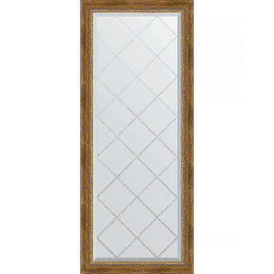 Зеркало Evoform Exclusive-G 153х63 BY 4133 с гравировкой в багетной раме - Состаренная бронза с плетением 70