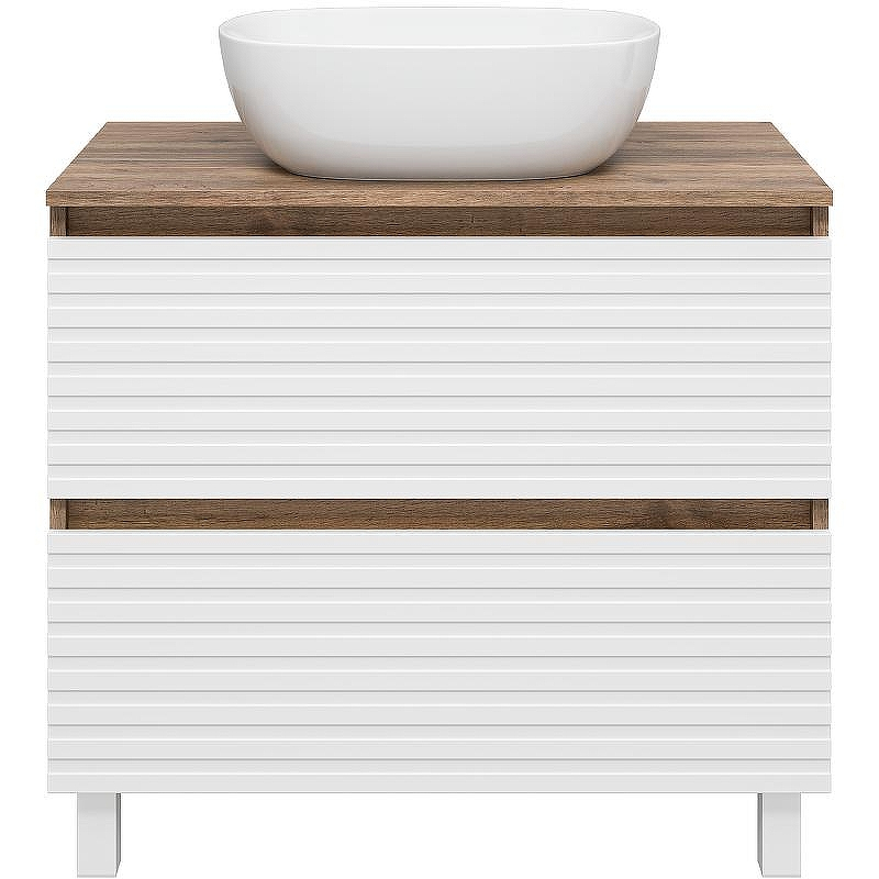 Тумба под раковину Brevita Dakota 80 DAK-07080-19/01-2Я Белая матовая Дуб Галифакс олово, купить, цена, заказать, магазин, доставка, скидка, промокод, купить, цена, заказать, магазин, доставка, скидка, промокод