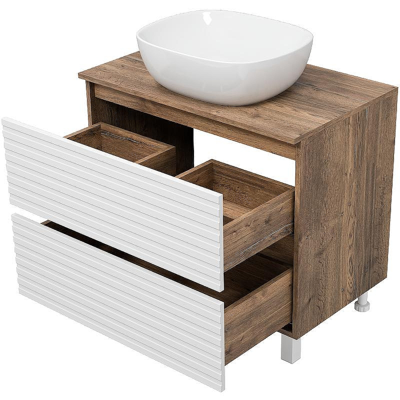 Тумба под раковину Brevita Dakota 80 DAK-07080-19/01-2Я Белая матовая Дуб Галифакс олово, купить, цена, заказать, магазин, доставка, скидка, промокод, купить, цена, заказать, магазин, доставка, скидка, промокод