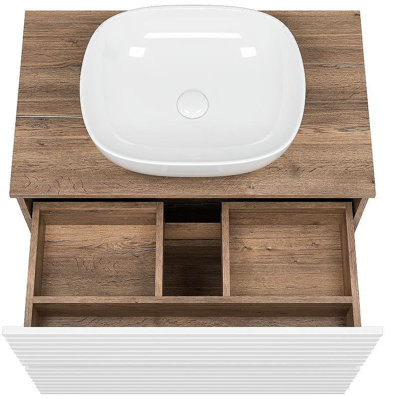 Тумба под раковину Brevita Dakota 80 DAK-07080-19/01-2Я Белая матовая Дуб Галифакс олово, купить, цена, заказать, магазин, доставка, скидка, промокод, купить, цена, заказать, магазин, доставка, скидка, промокод