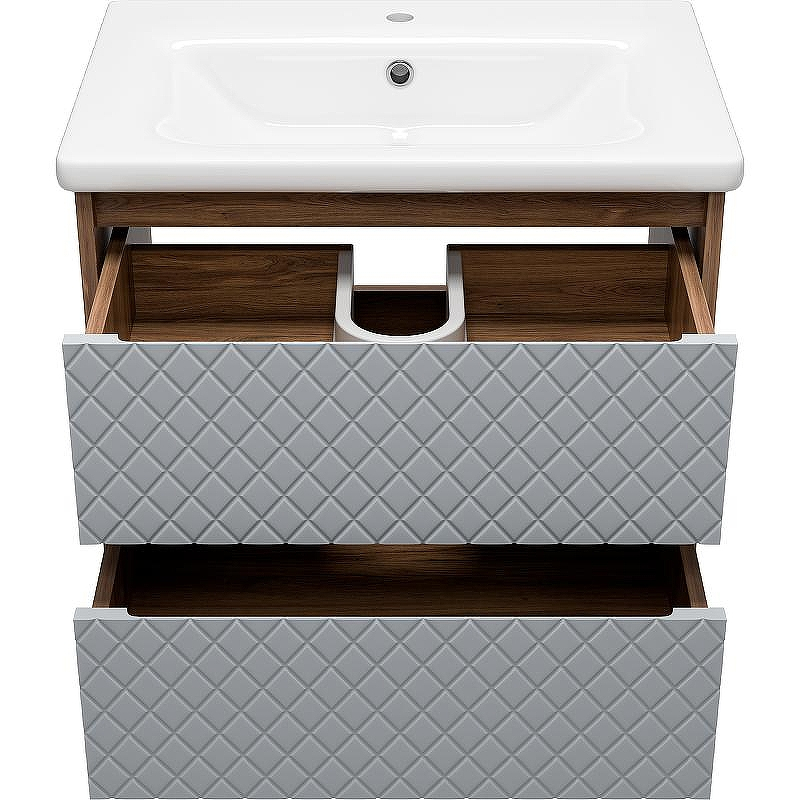 Тумба с раковиной Brevita Chester 65 УТ000022880 подвесная Серая матовая Дуб Чарльстон темно-коричневый, купить, цена, заказать, магазин, доставка, скидка, промокод, купить, цена, заказать, магазин, доставка, скидка, промокод