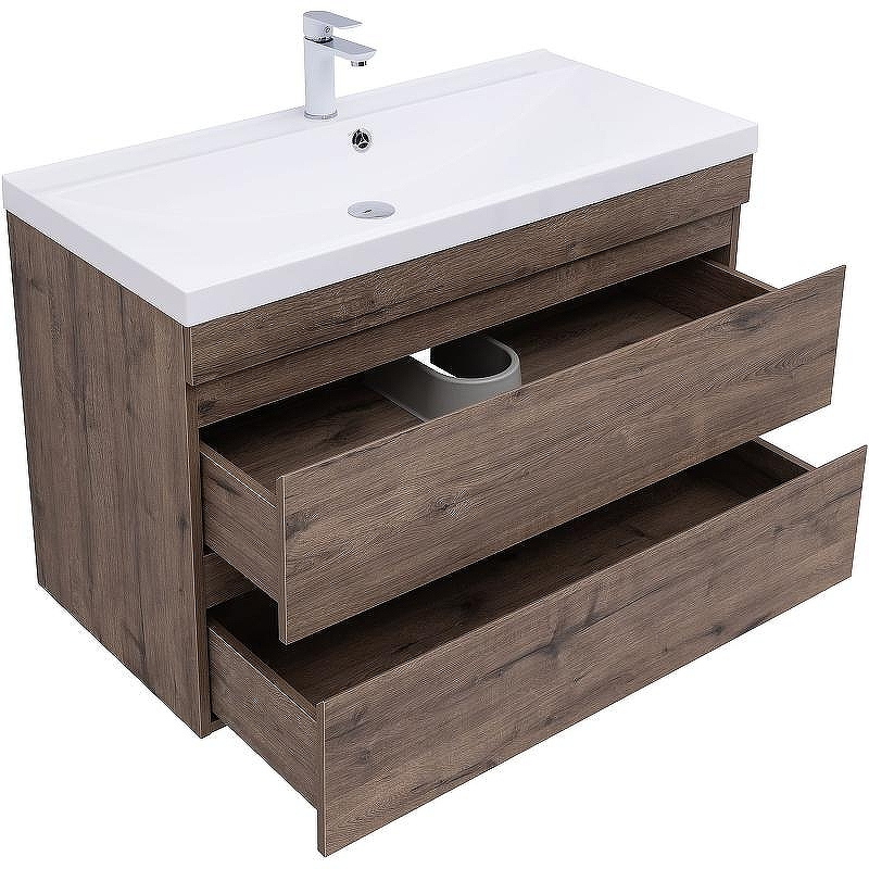 Тумба под раковину Aquanet Нота New 100 334194 подвесная Дуб веллингтон табак, купить, цена, заказать, магазин, доставка, скидка, промокод, купить, цена, заказать, магазин, доставка, скидка, промокод