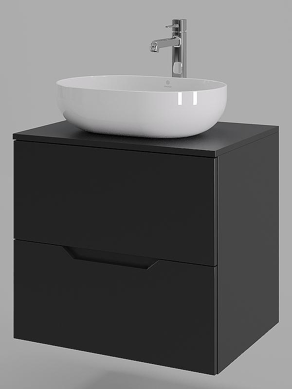 Тумба с раковиной Orange Line 60 Li-60TubMDF+B05-480W подвесная Черная матовая, купить, цена, заказать, магазин, доставка, скидка, промокод, купить, цена, заказать, магазин, доставка, скидка, промокод