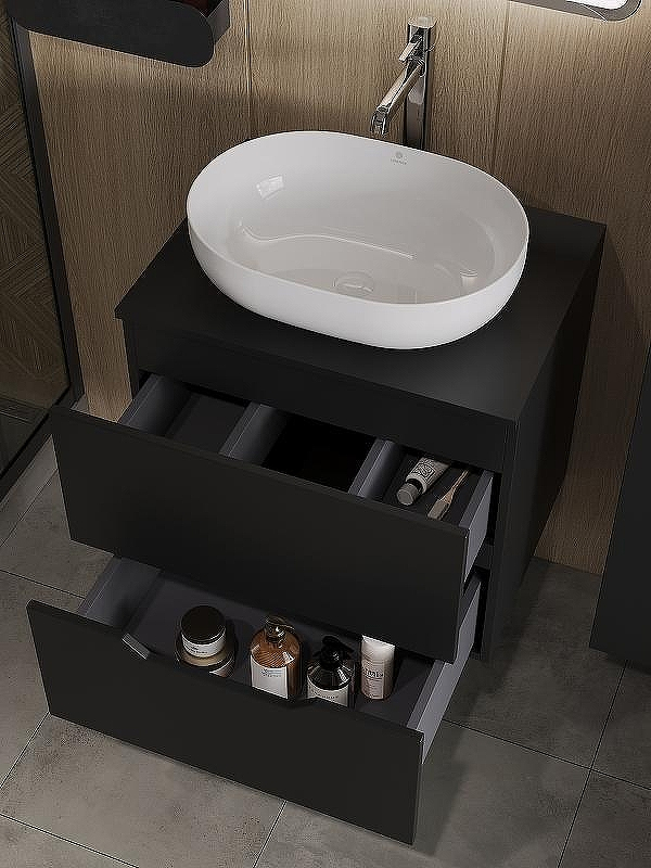 Тумба с раковиной Orange Line 60 Li-60TubMDF+B05-480W подвесная Черная матовая, купить, цена, заказать, магазин, доставка, скидка, промокод, купить, цена, заказать, магазин, доставка, скидка, промокод