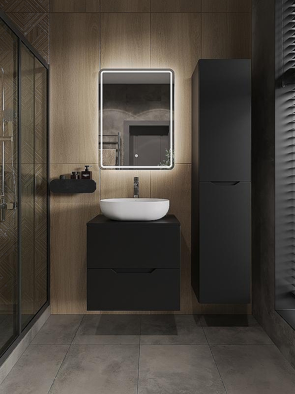 Тумба с раковиной Orange Line 60 Li-60TubMDF+B05-480W подвесная Черная матовая, купить, цена, заказать, магазин, доставка, скидка, промокод, купить, цена, заказать, магазин, доставка, скидка, промокод